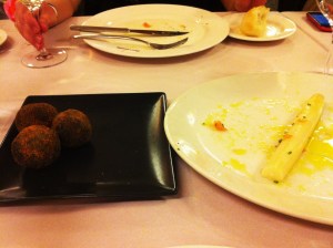 croquetas and white asparagus- always crowd pleasers